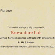 Brovantute Oracle Partner certificate